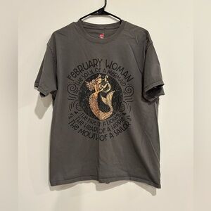 February Woman Soul of a Mermaid Large Gray T-shirt